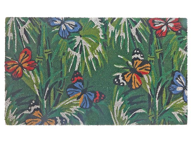 TAPIS EN FIBRE DE COCO - FLEURS PAPILLONS