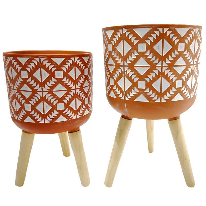 CACHE POT SUR PIED - TERRACOTTA