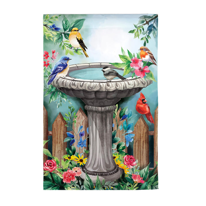DRAPEAU DÉCORATIF - BAIN D'OISEAUX CHANTEURS