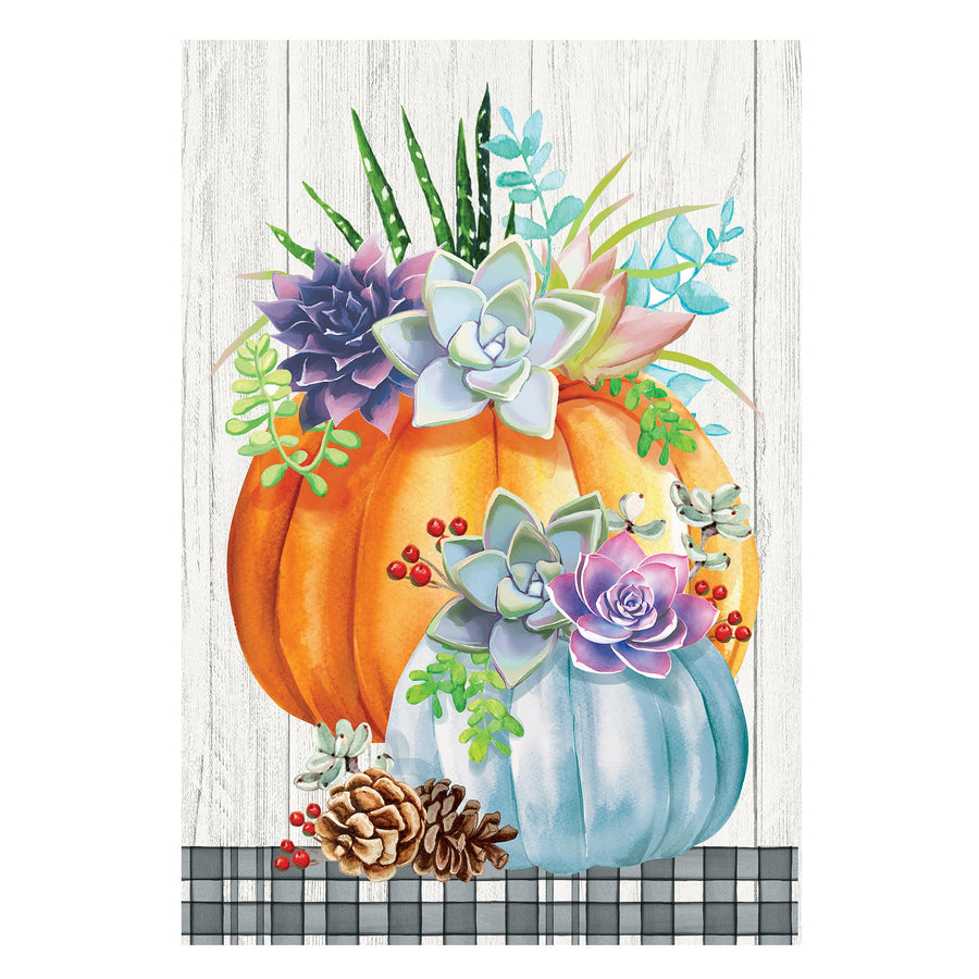 DRAPEAU DÉCORATIF - CITROUILLES ET SUCCULENTES