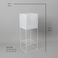 PLANTEUR SURÉLEVÉ EN MÉTAL BLANC POUR PLANTES INTÉRIEUR