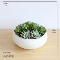ARRANGEMENT DE SUCCULENTES ARTIFICIELLES EN POT BLANC DECOR CONTEMPORAIN EXTERIEUR