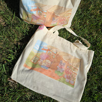 SAC CABAS DE BOUTIQUE DE FLEURS AVEC UN CHIOT
