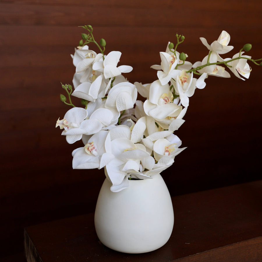 ARTIFICIAL WHITE ORCHID BOUQUET FOR LIVING ROOM HOME DECOR 42 INCHES