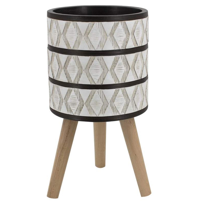 POT SUR PATTE MGO GRIS ET NOIR - 11 PO X 22 PO