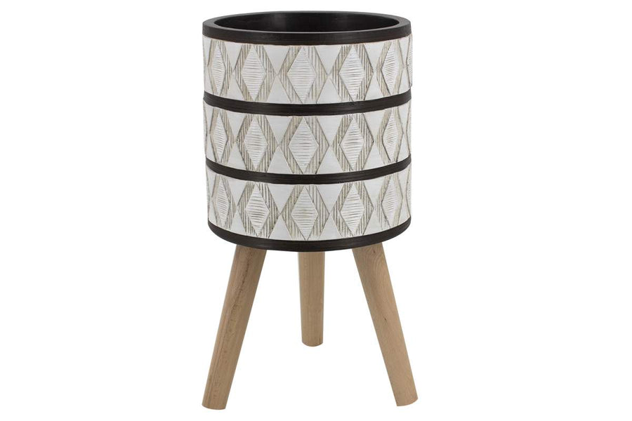 POT SUR PATTE MGO GRIS ET NOIR - 11 PO X 22 PO