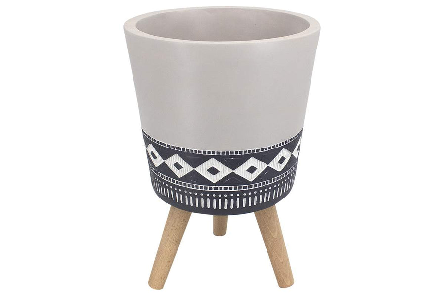 POT SUR PATTE MGO BLANC ET BLEU - 12 PO X 22 PO