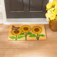 TAPIS EN FIBRE DE COCO - TOURNESOL ET PAPILLON EN CAOUTCHOUC