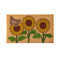 TAPIS EN FIBRE DE COCO - TOURNESOL ET PAPILLON EN CAOUTCHOUC