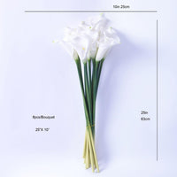 ARTIFICIAL WHITE CALLA LILY BOUQUET, 12-PIECE, FOR MODERN HIGH-END INTERIOR DECORATION