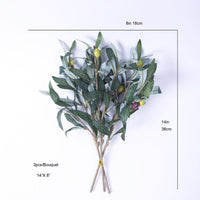SOPHISTICATED ARTIFICIAL OLIVE BOUQUET RUSTIC SILHOUETTE INTERIOR DECOR SET OF 3