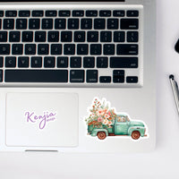 AUTOCOLLANT - CAMION VINTAGE AVEC FLEURS