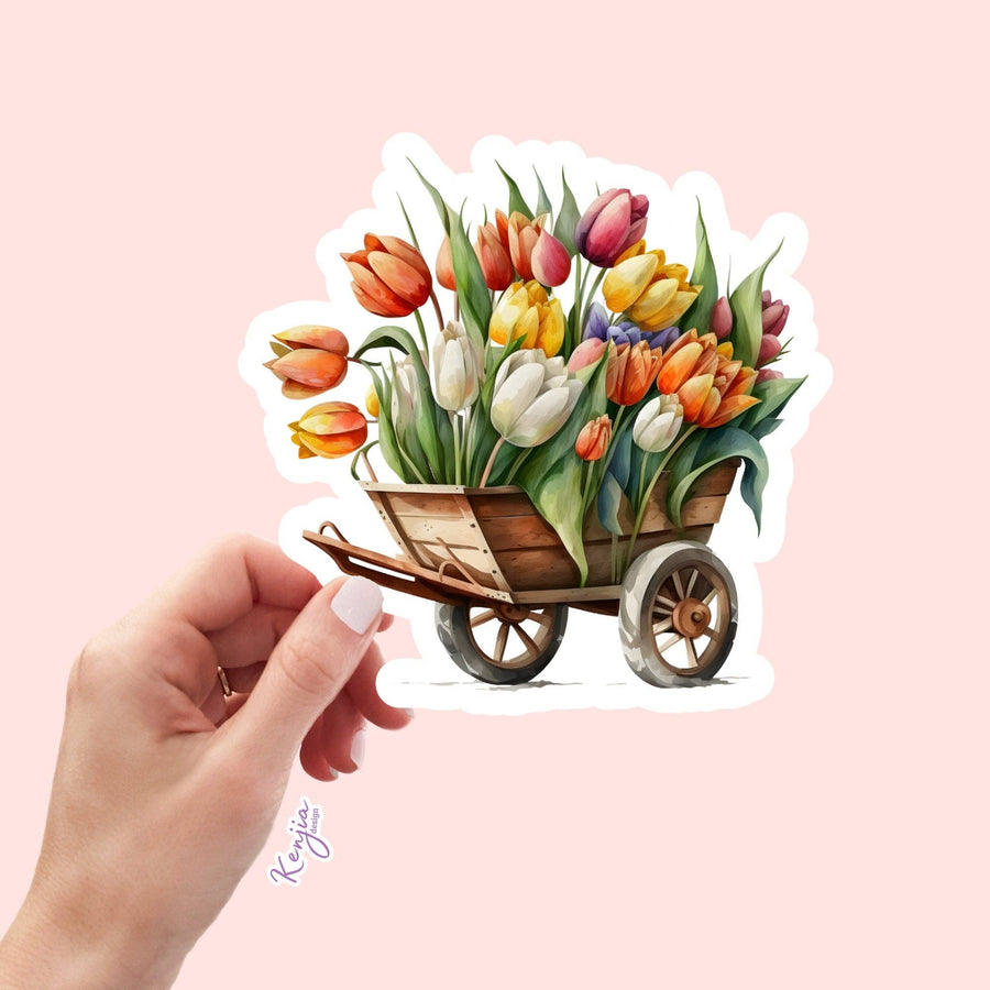 STICKER - FLORAL WHEELBARROW