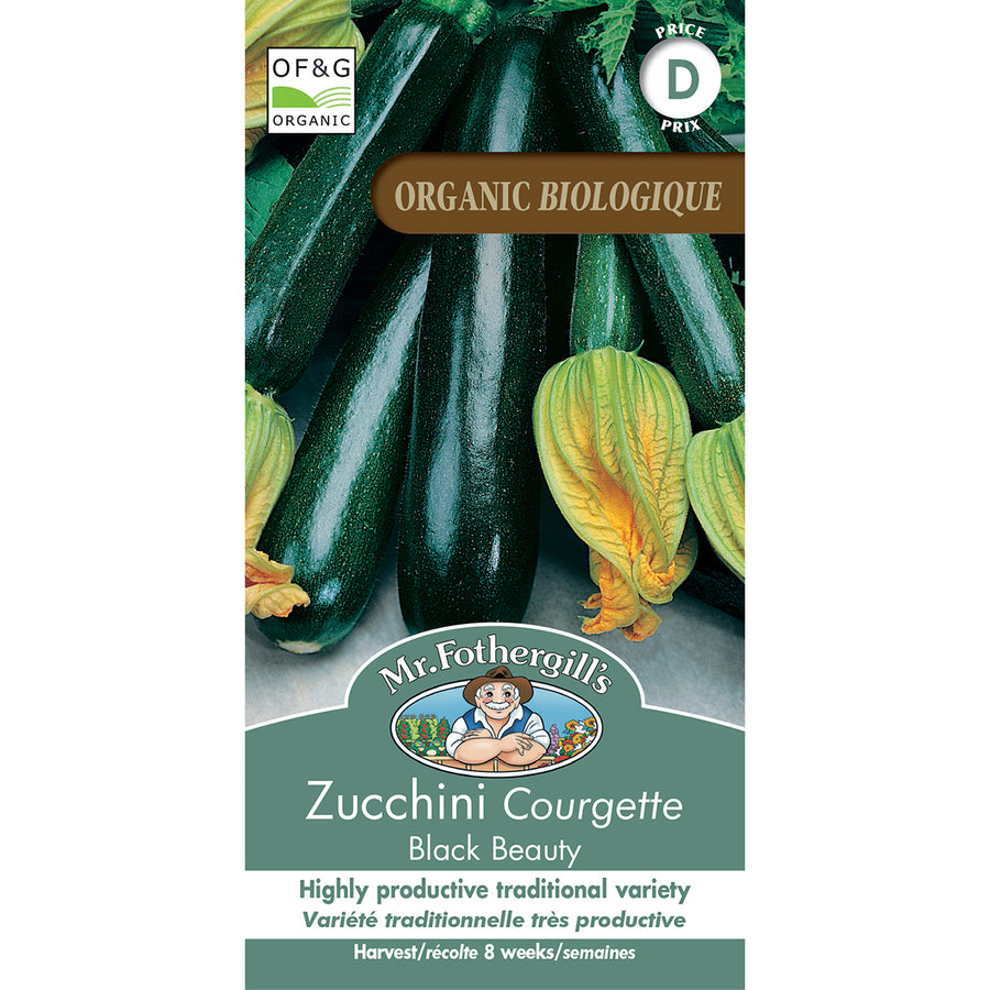 ORGANIC VEGETABLE SEEDS: ZUCCHINI - BLACK BEAUTY