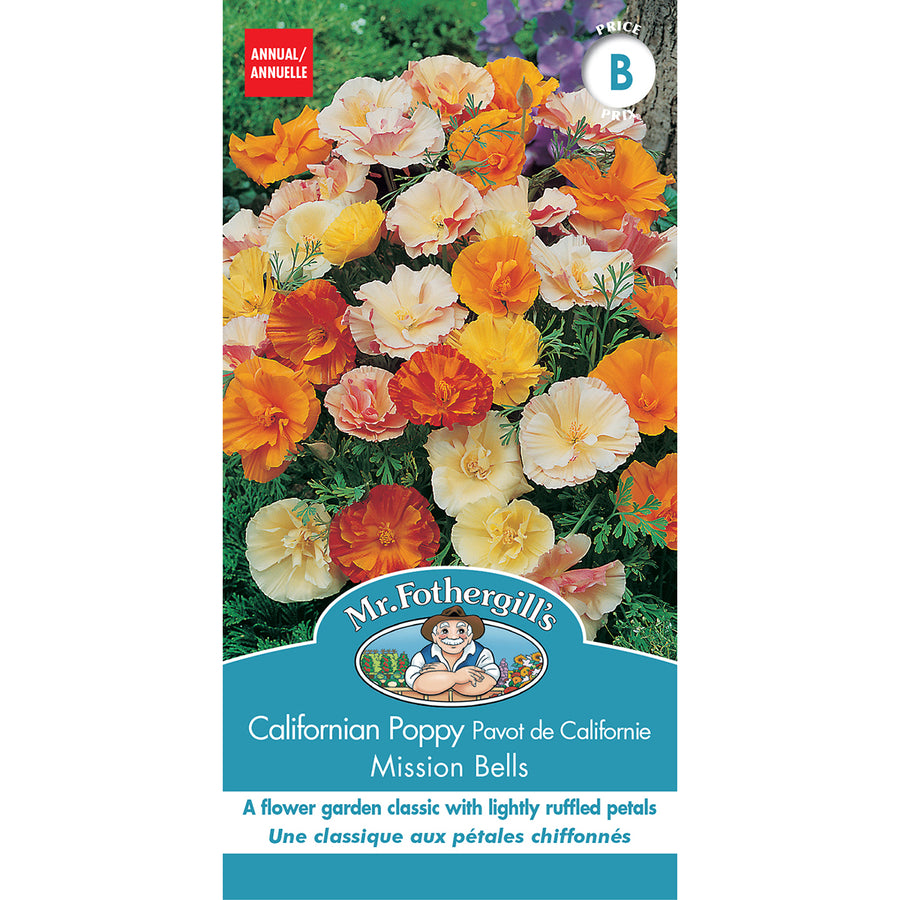 FLOWER SEEDS: CALIFORNIA POPPY - MISSION BELLS