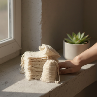 POCHETTE DE SAVON EXFOLIANTE EN COTON ET LIN NATURELS