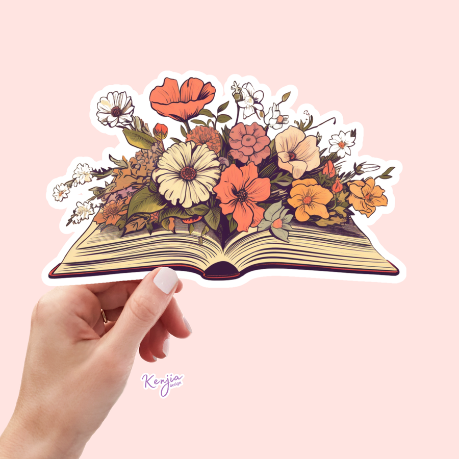 AUTOCOLLANT - LIVRE OUVERT VINTAGE