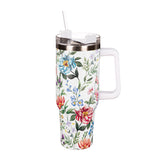 GOBELET À MOTIF FLORAL, DOUBLE PAROI EN ACIER INOXYDABLE