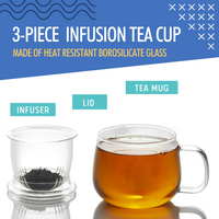 TEA INFUSION GLASS CUP WITH INFUSER FOR LOOSE TEA