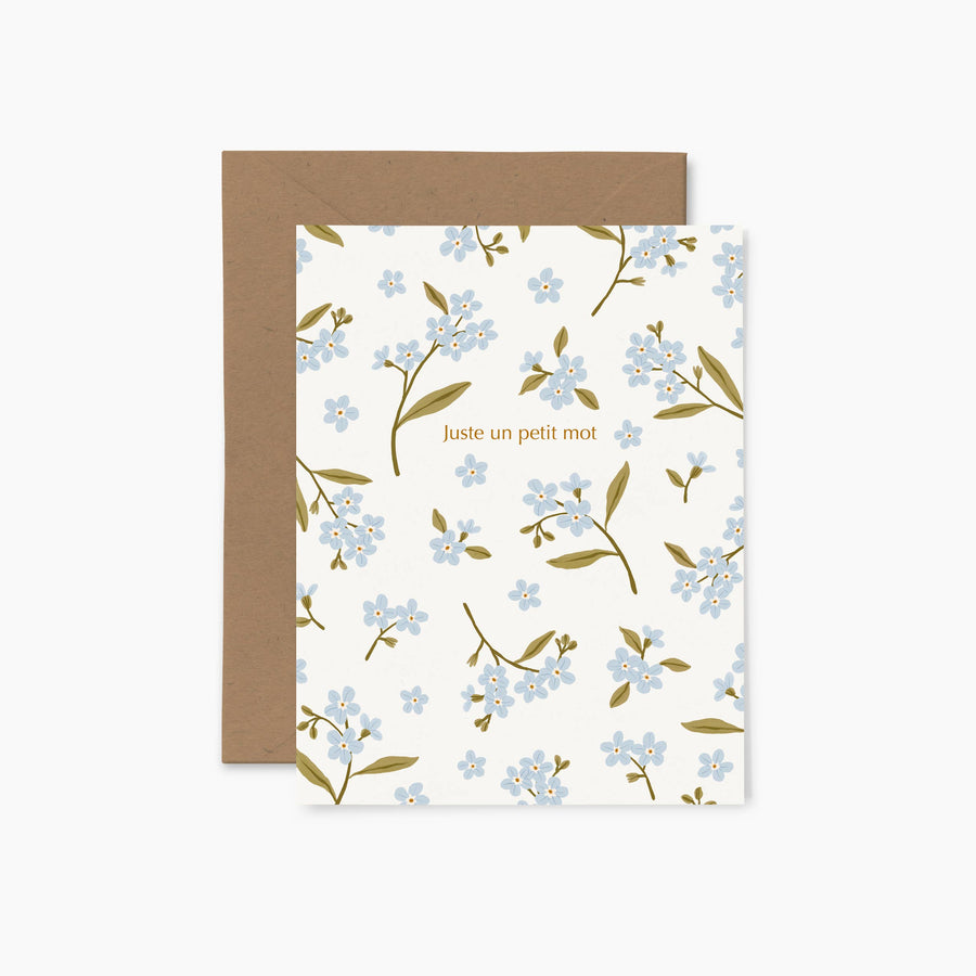 Fleurs bleues "Juste un petit mot" | Carte de voeux