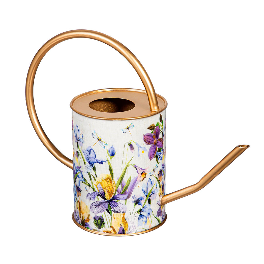 SMALL FLORAL METAL WATERING CAN