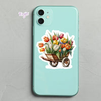 AUTOCOLLANT - BROUETTE FLORALE
