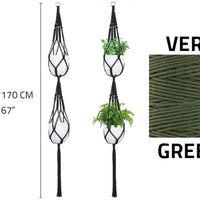 SUPPORT POUR PLANTE EN MACRAMÉ DOUBLE VERT - 67 PO