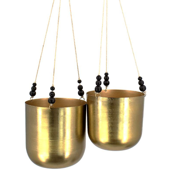 CACHE-POT EN METAL SUSPENDU - OR