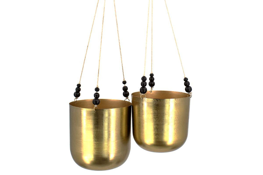 CACHE-POT EN METAL SUSPENDU - OR