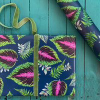 PAPIER CADEAU - COLEUS HOUSEPLANTS BLEU MARINE