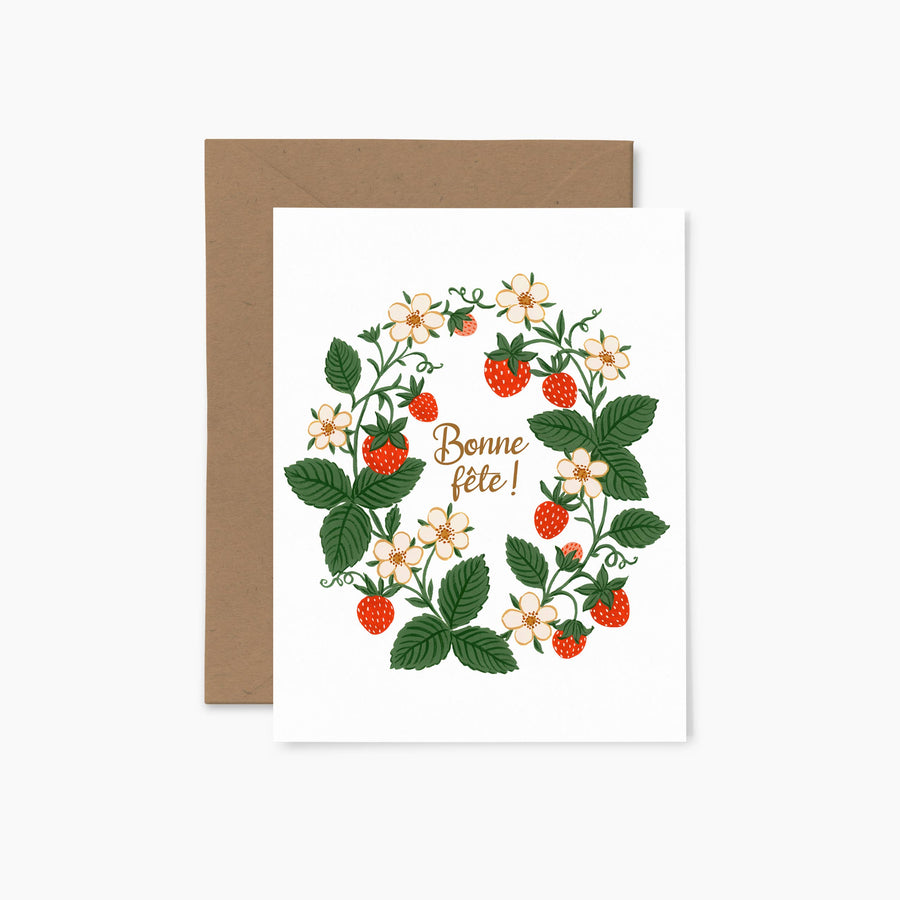 Strawberry Wreath "Happy Birthday" | Greeting Card