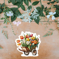 AUTOCOLLANT - BROUETTE FLORALE