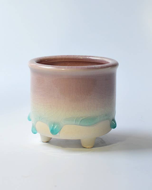 POT - ENAMELLED WITH BLUE DROPS