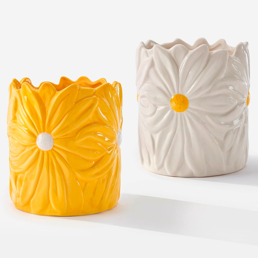 CERAMIC POT COVER - DAISIES