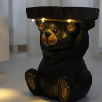 STATUE D'OURS SUR PIED AVEC ÉCLAIRAGE SOLAIRE