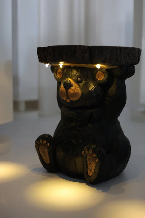 STATUE D'OURS SUR PIED AVEC ÉCLAIRAGE SOLAIRE