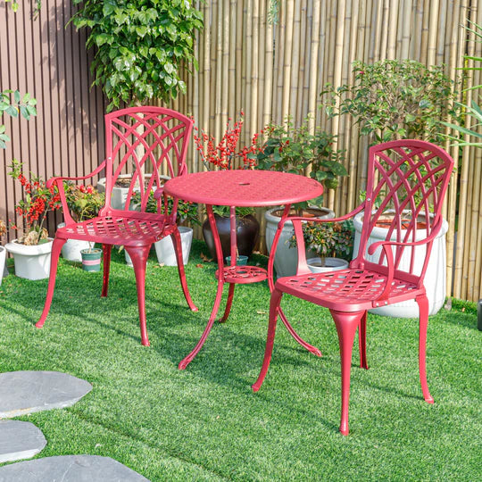 ENSEMBLE BISTROT EN FONTE D'ALUMINIUM - ROUGE