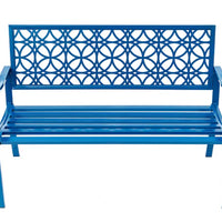BANC DE JARDIN EN ACIER - BLEU LAGOON