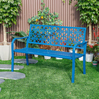 BANC DE JARDIN EN ACIER - BLEU LAGOON
