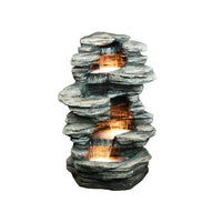 FONTAINE ROCHE À 4 NIVEAUX AVEC ÉCLAIRAGE HALOGÈNE