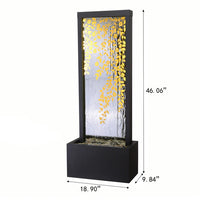 FONTAINE D'EXTÉRIEUR AVEC MIROIR ET FEUILLES MÉTALIQUES