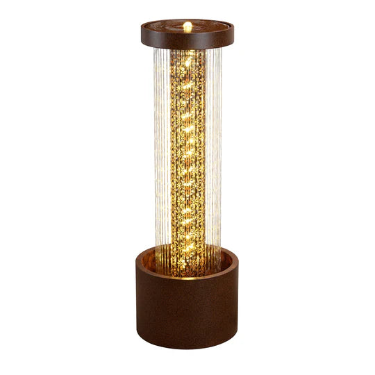 FONTAINE D'EAU DE PLUIE EN MÉTAL AVEC LUMIÈRES LED BLANC CHAUD