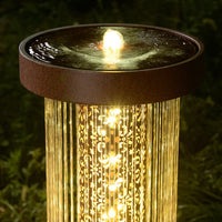 FONTAINE D'EAU DE PLUIE EN MÉTAL AVEC LUMIÈRES LED BLANC CHAUD