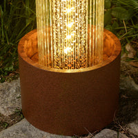 FONTAINE D'EAU DE PLUIE EN MÉTAL AVEC LUMIÈRES LED BLANC CHAUD