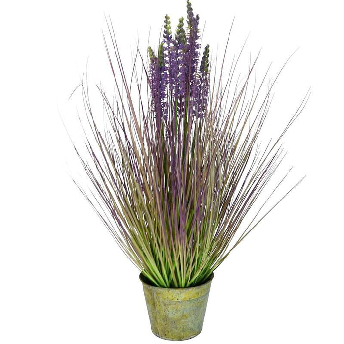 LAVANDE ARTIFICIELLE AVEC POT DE MÉTAL - 26 PO