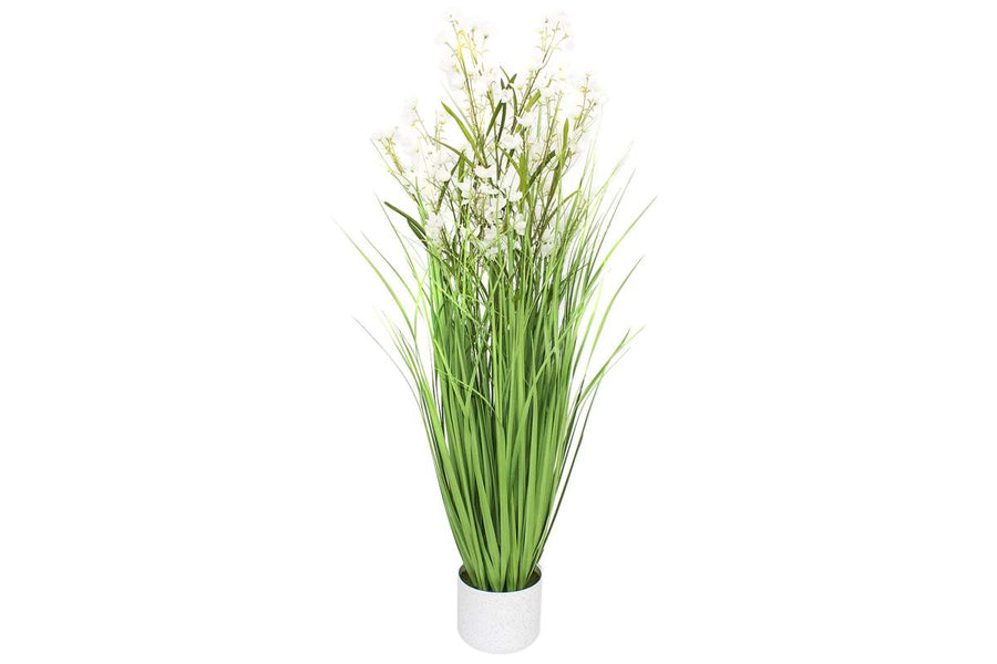 GRAMINÉE ARTIFICIELLE EN POT BLANC