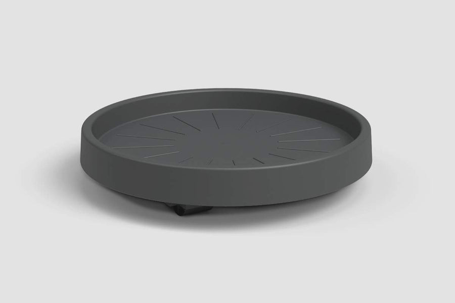 ROUND PLASTIC SAUCER WITH WHEEL ANTHRACITE