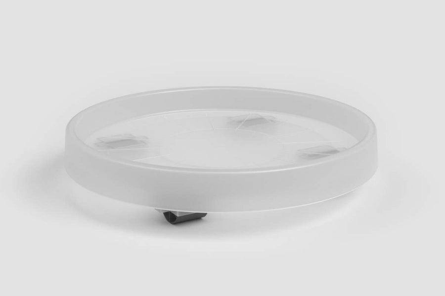 SOUCOUPE RONDE PLASTIQUE AVEC ROUE CLAIRE