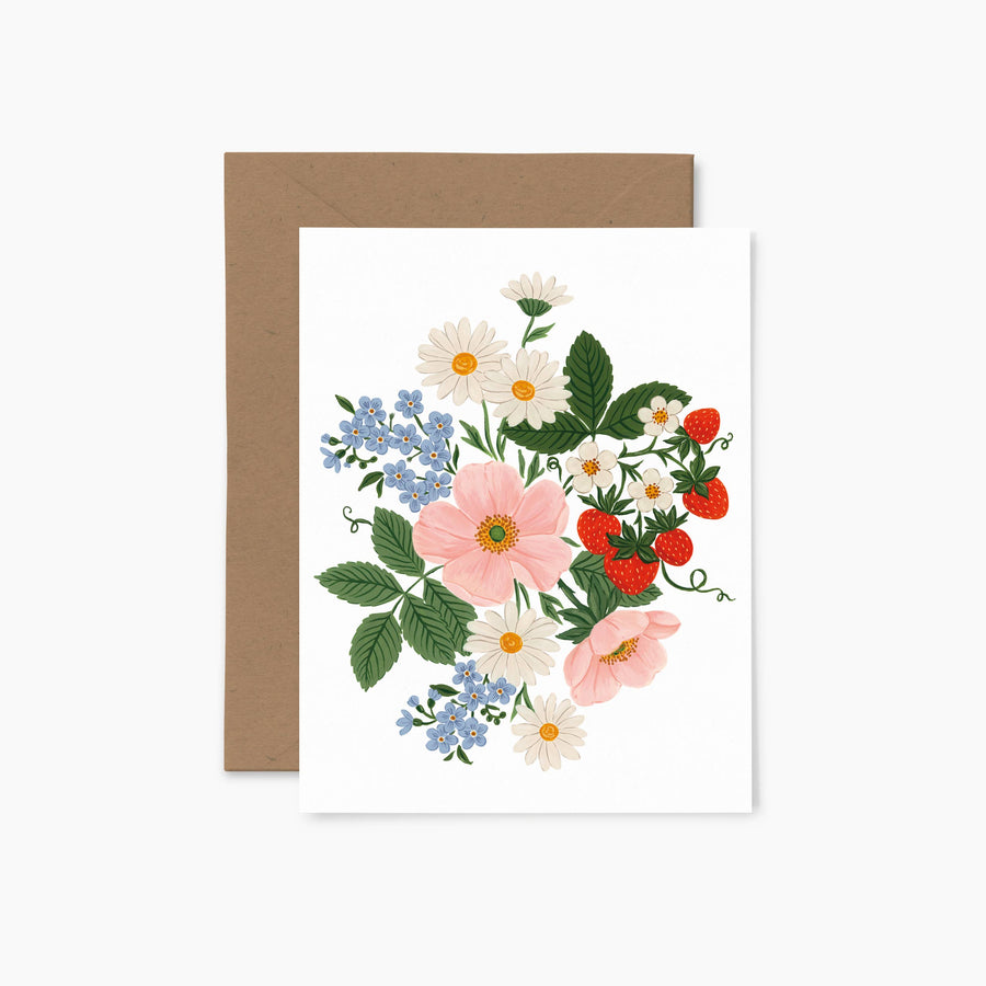 Flower and strawberry bouquet | Greeting card