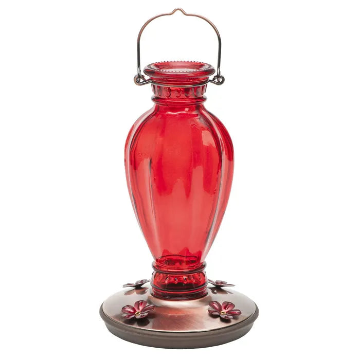 HUMMINGBIRD FEEDER - VINTAGE RED GLASS